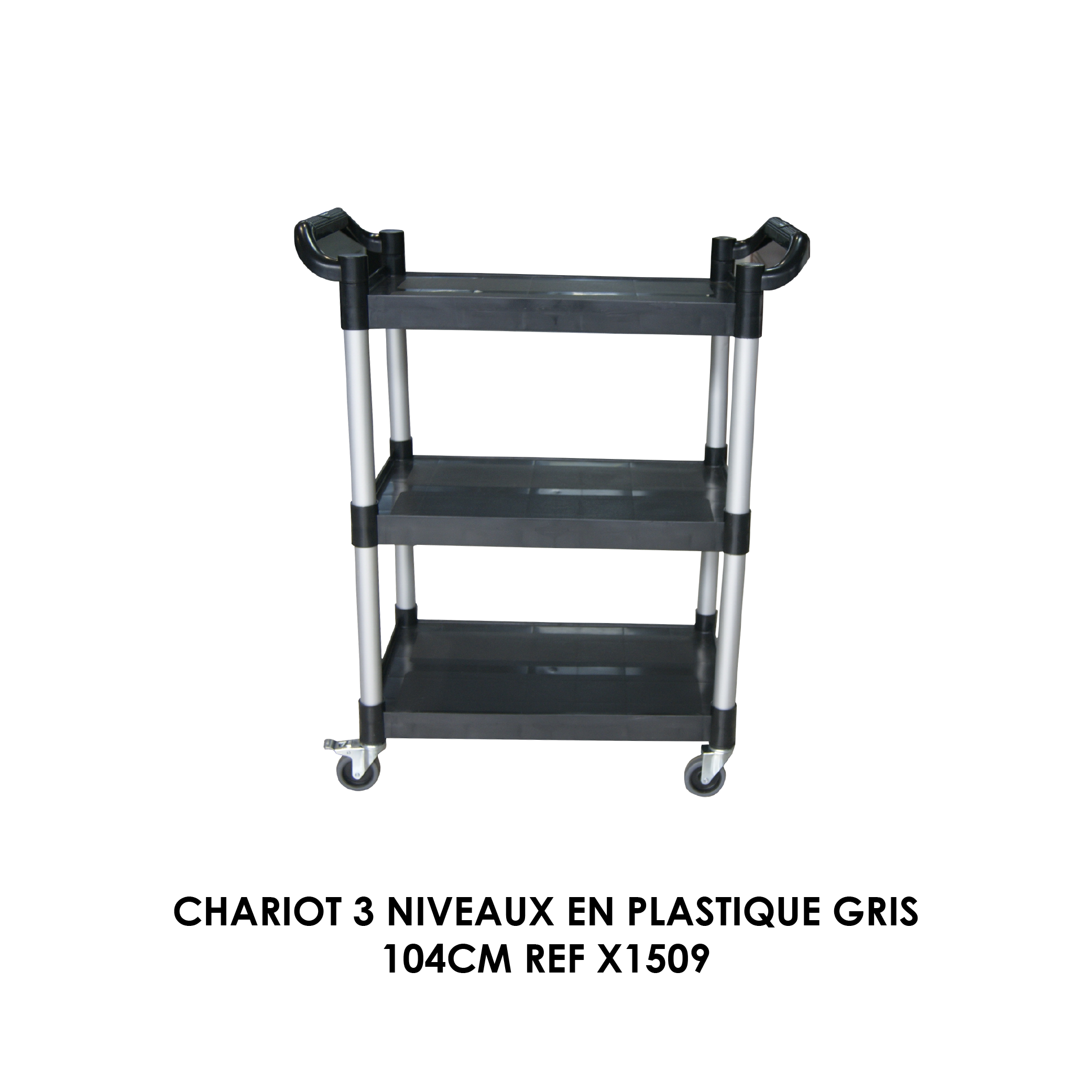 CHARIOT 3 NIVEAUX EN PLASTIQUE GRIS 104CM REF X1509